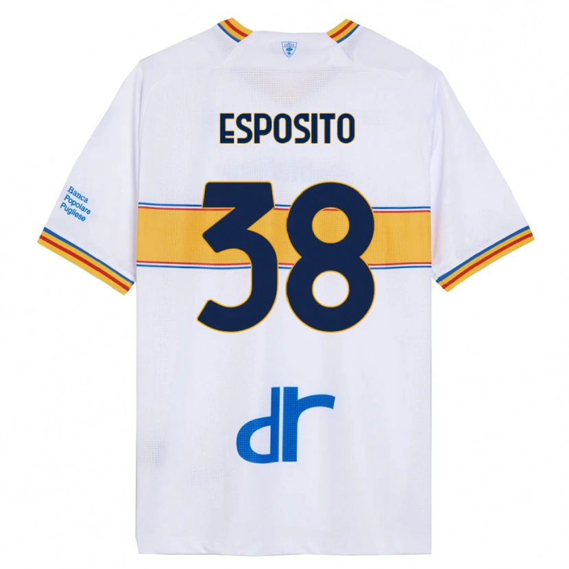 Danxen Børn Pasquale Esposito #38 Hvid Gul Udebane Spillertrøjer 2025/26 Trøje T-Shirt