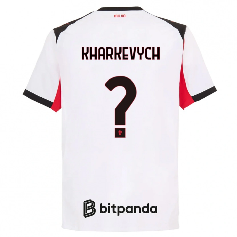 Danxen Børn Yaroslav Kharkevych #0 Hvid Sort Udebane Spillertrøjer 2025/26 Trøje T-Shirt