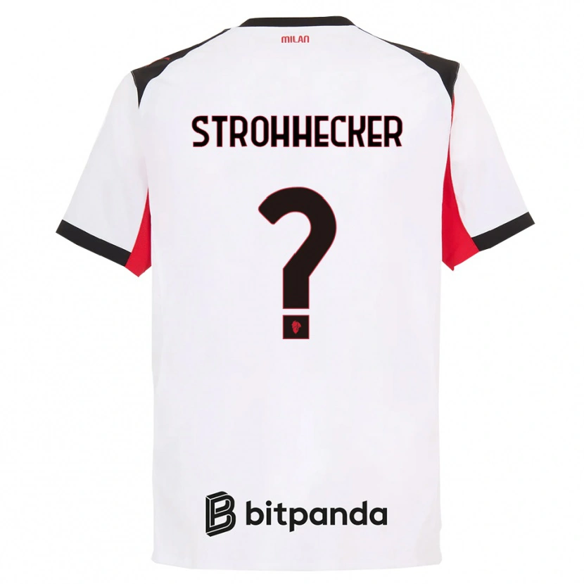 Danxen Børn Riccardo Strohhecker #0 Hvid Sort Udebane Spillertrøjer 2025/26 Trøje T-Shirt