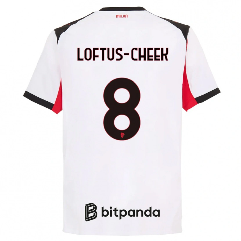 Danxen Børn Ruben Loftus-Cheek #8 Hvid Sort Udebane Spillertrøjer 2025/26 Trøje T-Shirt