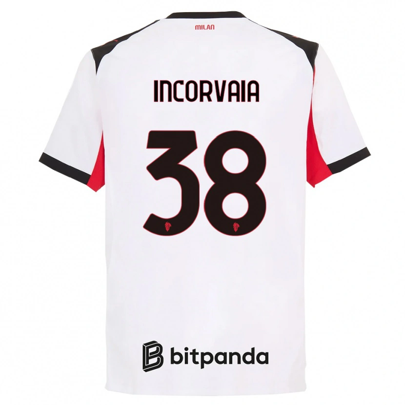 Danxen Børn Giovanni Incorvaia #38 Hvid Sort Udebane Spillertrøjer 2025/26 Trøje T-Shirt