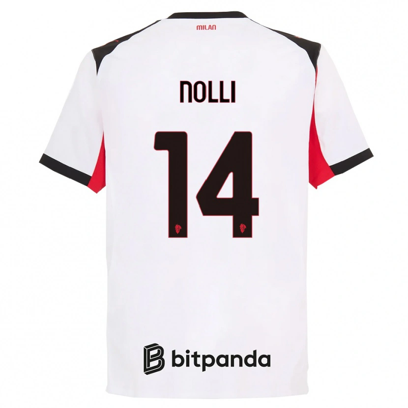 Danxen Børn Luca Nolli #14 Hvid Sort Udebane Spillertrøjer 2025/26 Trøje T-Shirt
