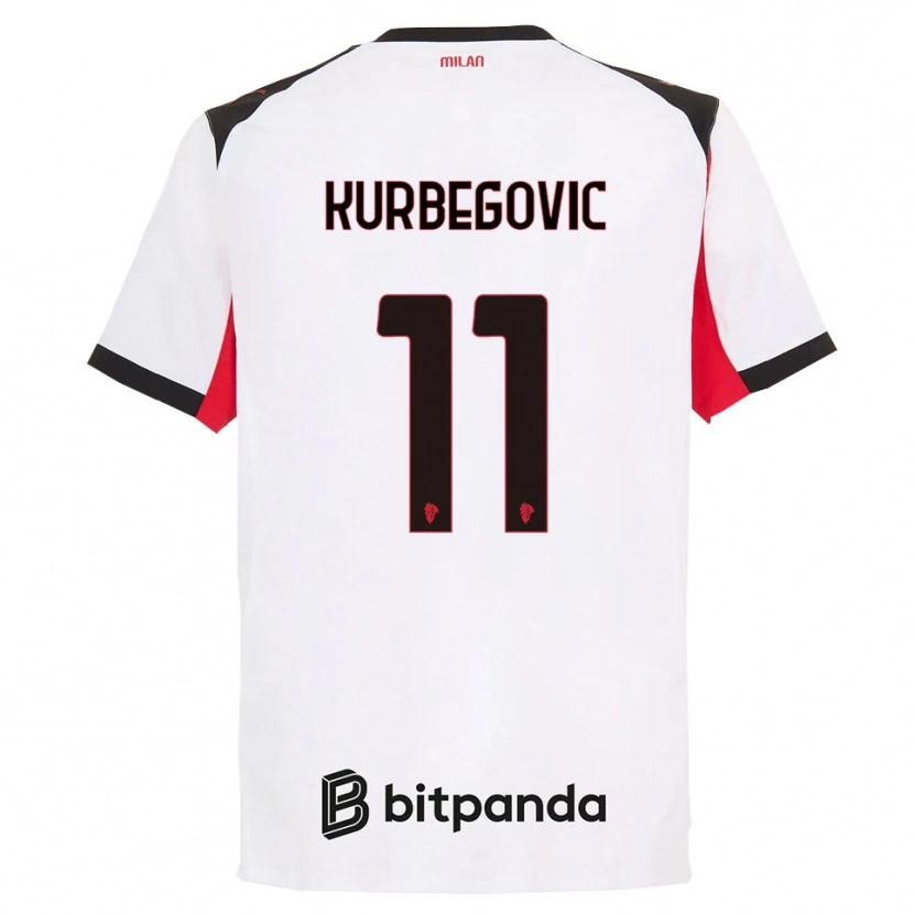 Danxen Børn Dino Kurbegovic #11 Hvid Sort Udebane Spillertrøjer 2025/26 Trøje T-Shirt
