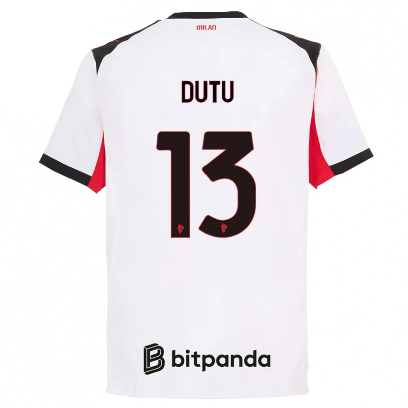 Danxen Børn Matteo Duțu #13 Hvid Sort Udebane Spillertrøjer 2025/26 Trøje T-Shirt