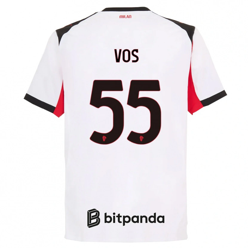 Danxen Børn Silvano Vos #55 Hvid Sort Udebane Spillertrøjer 2025/26 Trøje T-Shirt