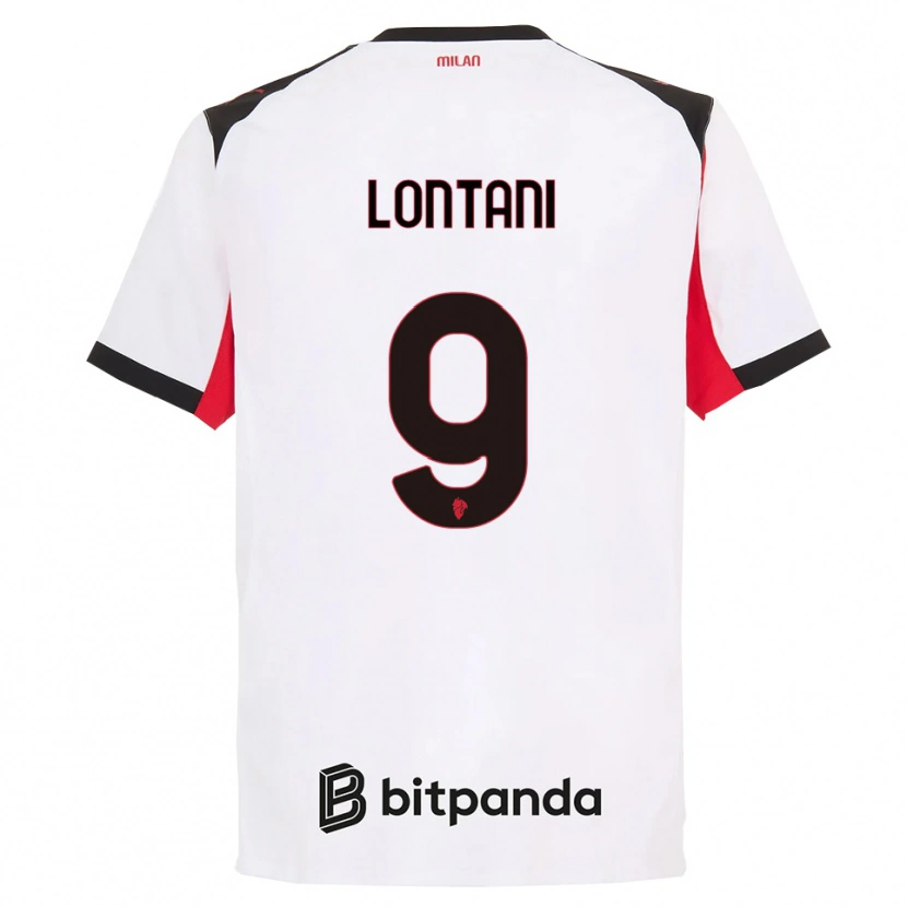Danxen Børn Simone Lontani #9 Hvid Sort Udebane Spillertrøjer 2025/26 Trøje T-Shirt