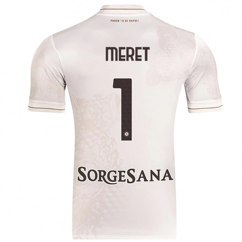 Danxen Børn Alex Meret #1 Champagne Brun Udebane Spillertrøjer 2025/26 Trøje T-Shirt