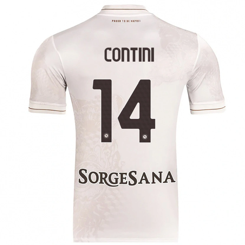 Danxen Børn Nikita Contini #14 Champagne Brun Udebane Spillertrøjer 2025/26 Trøje T-Shirt