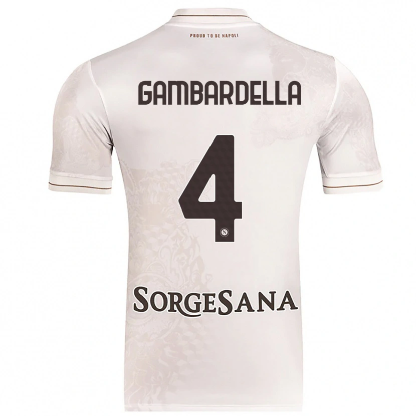 Danxen Børn Vittorio Gambardella #4 Champagne Brun Udebane Spillertrøjer 2025/26 Trøje T-Shirt