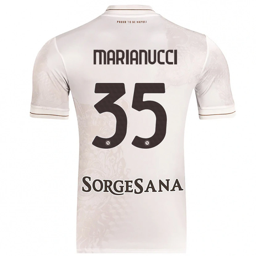 Danxen Børn Luca Marianucci #35 Champagne Brun Udebane Spillertrøjer 2025/26 Trøje T-Shirt