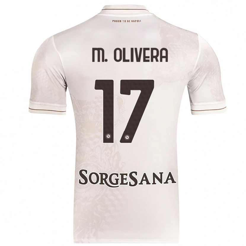 Danxen Børn Mathías Olivera #17 Champagne Brun Udebane Spillertrøjer 2025/26 Trøje T-Shirt
