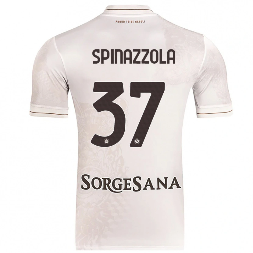 Danxen Børn Leonardo Spinazzola #37 Champagne Brun Udebane Spillertrøjer 2025/26 Trøje T-Shirt