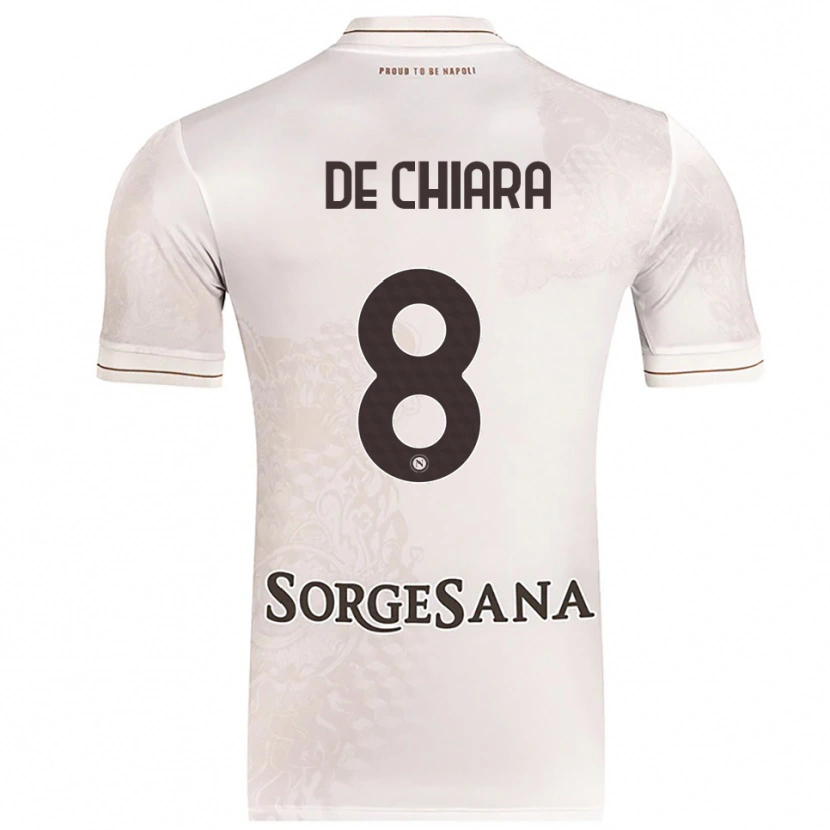 Danxen Børn Emmanuele De Chiara #8 Champagne Brun Udebane Spillertrøjer 2025/26 Trøje T-Shirt