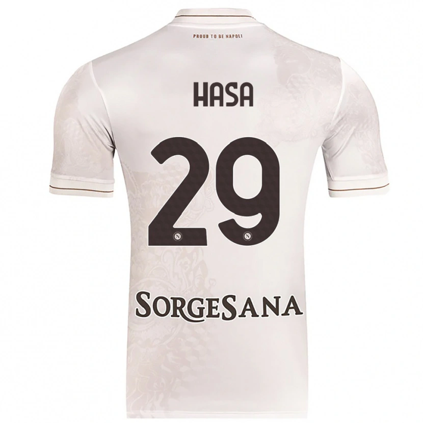 Danxen Børn Luis Hasa #29 Champagne Brun Udebane Spillertrøjer 2025/26 Trøje T-Shirt