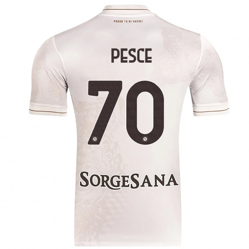 Danxen Børn Antonio Pesce #70 Champagne Brun Udebane Spillertrøjer 2025/26 Trøje T-Shirt