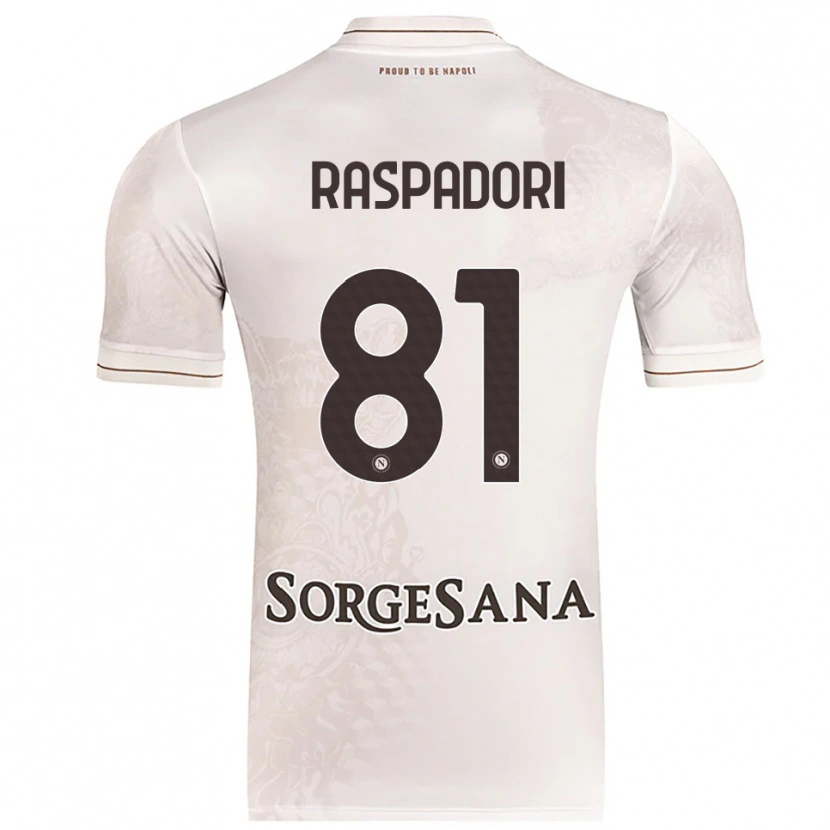 Danxen Børn Giacomo Raspadori #81 Champagne Brun Udebane Spillertrøjer 2025/26 Trøje T-Shirt