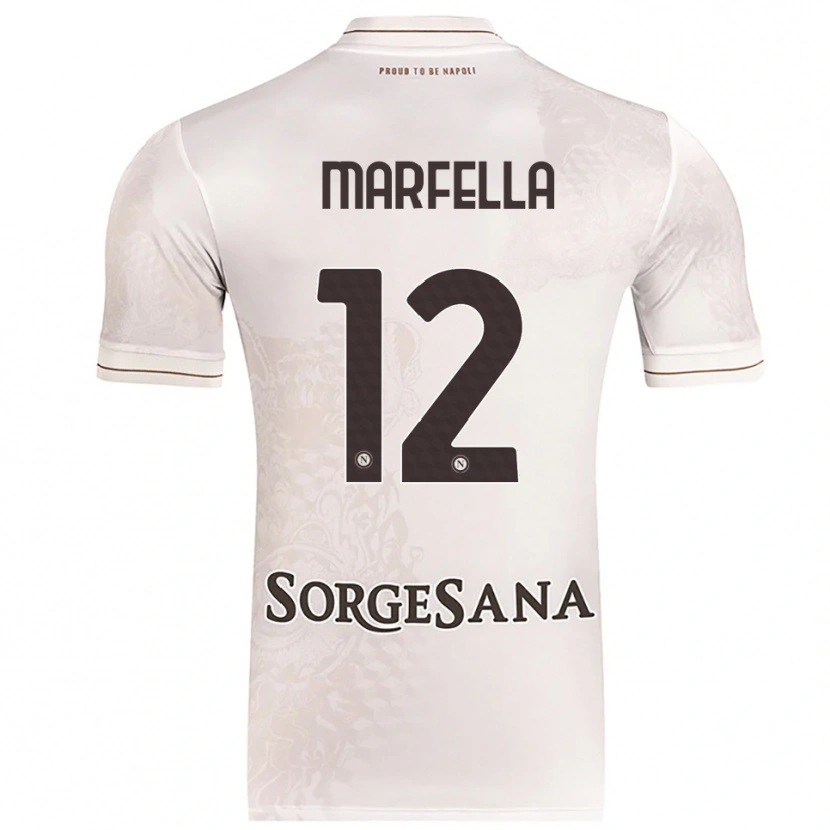 Danxen Børn Davide Marfella #12 Champagne Brun Udebane Spillertrøjer 2025/26 Trøje T-Shirt