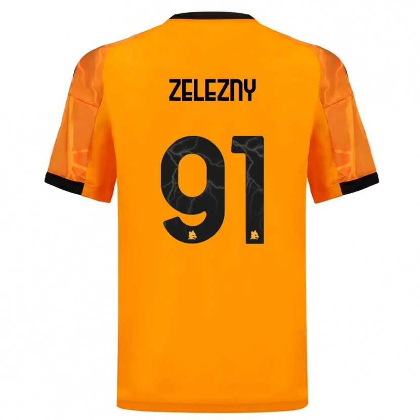 Danxen Børn Radoslaw Zelezny #91 Orange Sort Udebane Spillertrøjer 2025/26 Trøje T-Shirt