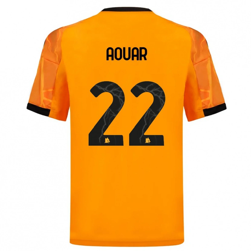Danxen Børn Houssem Aouar #22 Orange Sort Udebane Spillertrøjer 2025/26 Trøje T-Shirt
