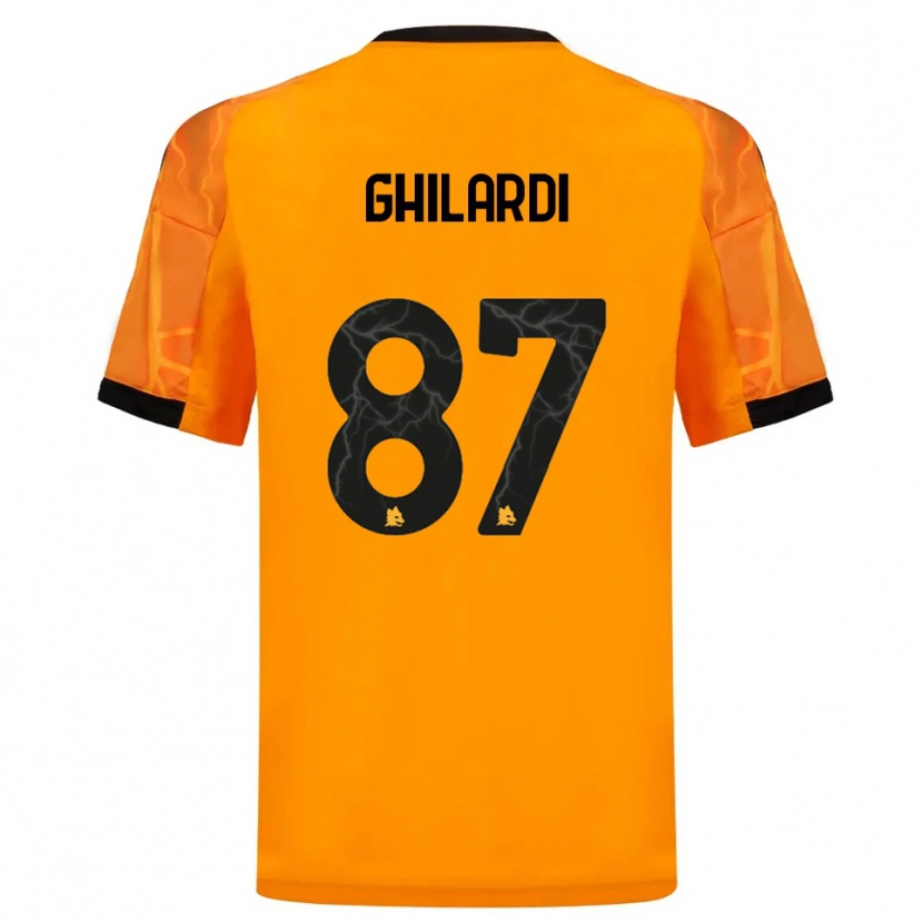 Danxen Børn Daniele Ghilardi #87 Orange Sort Udebane Spillertrøjer 2025/26 Trøje T-Shirt