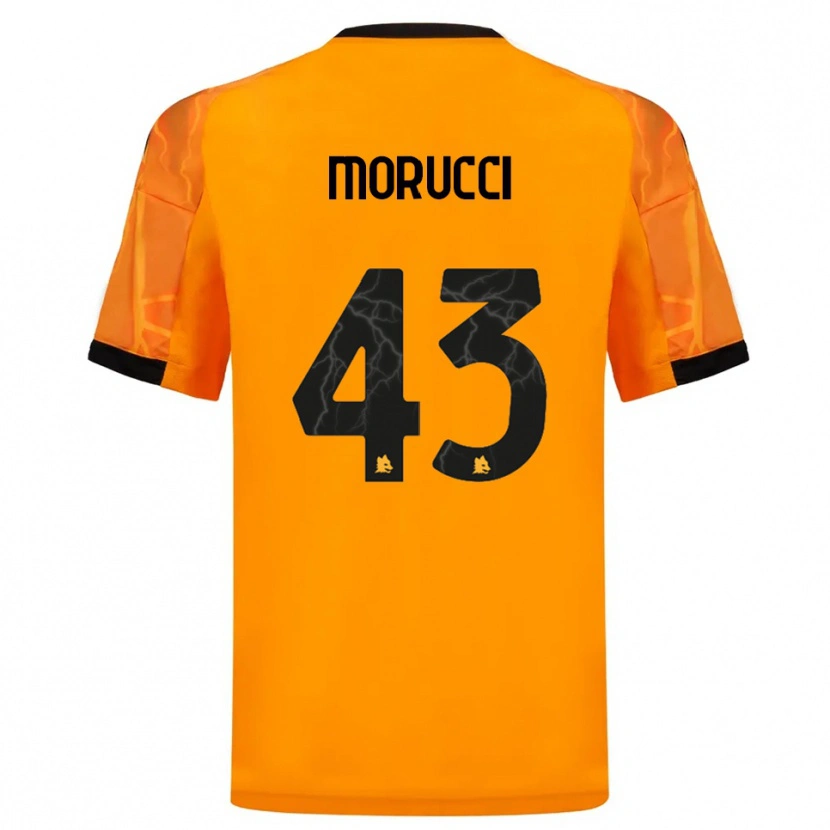 Danxen Børn Edoardo Morucci #43 Orange Sort Udebane Spillertrøjer 2025/26 Trøje T-Shirt
