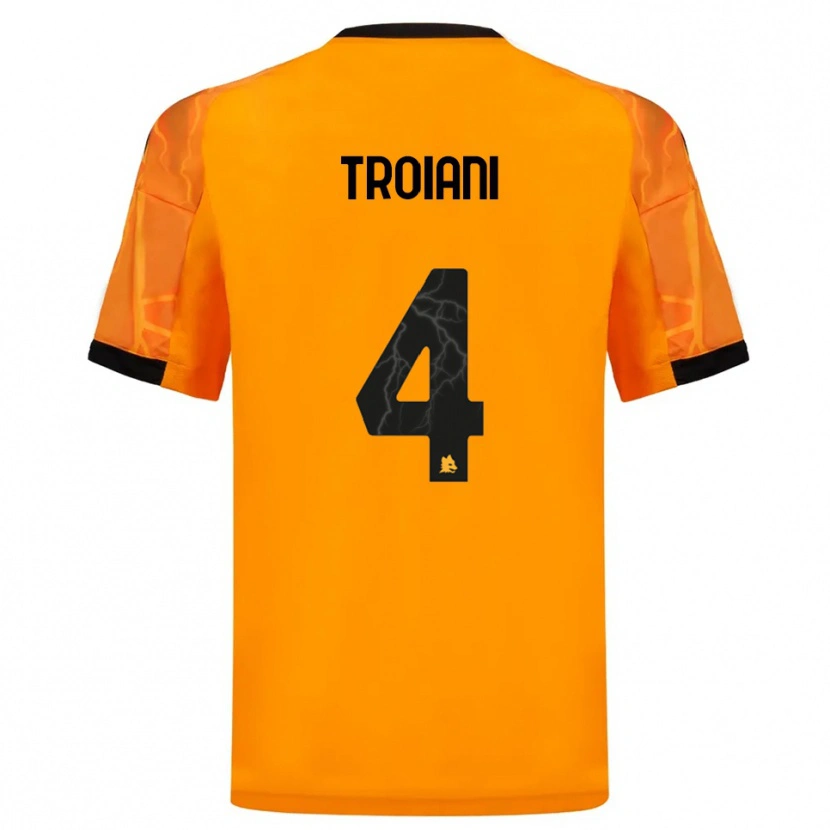 Danxen Børn Nicolò Troiani #4 Orange Sort Udebane Spillertrøjer 2025/26 Trøje T-Shirt