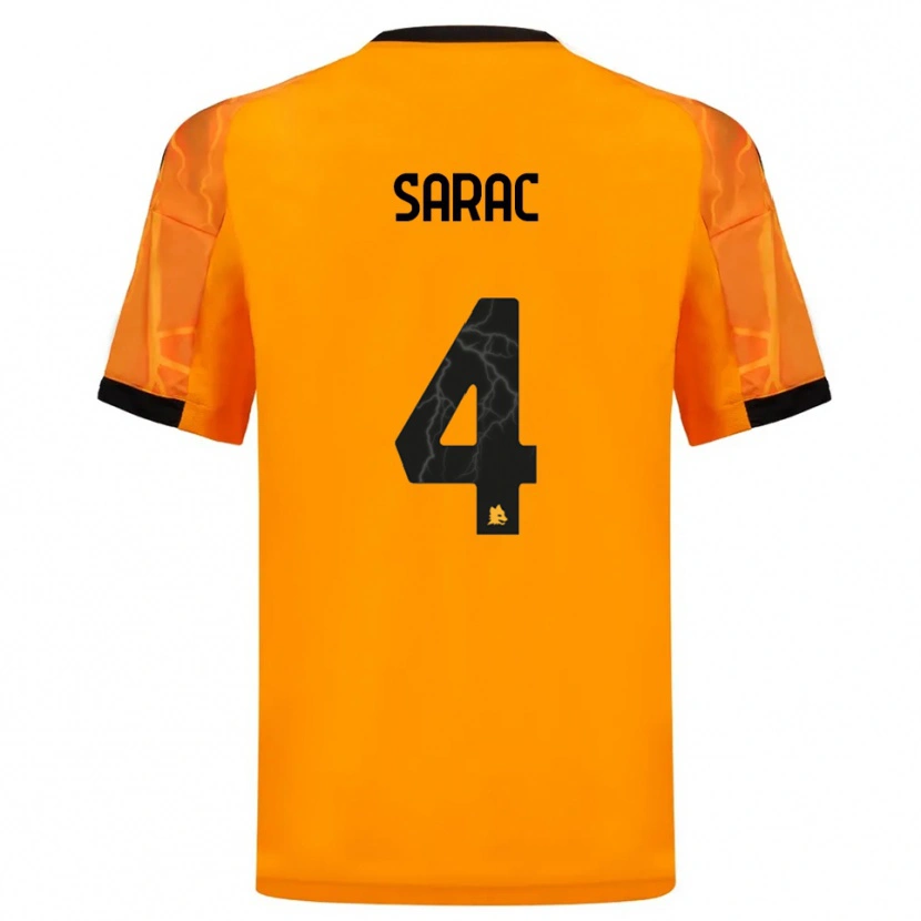 Danxen Børn Pavle Sarac #4 Orange Sort Udebane Spillertrøjer 2025/26 Trøje T-Shirt