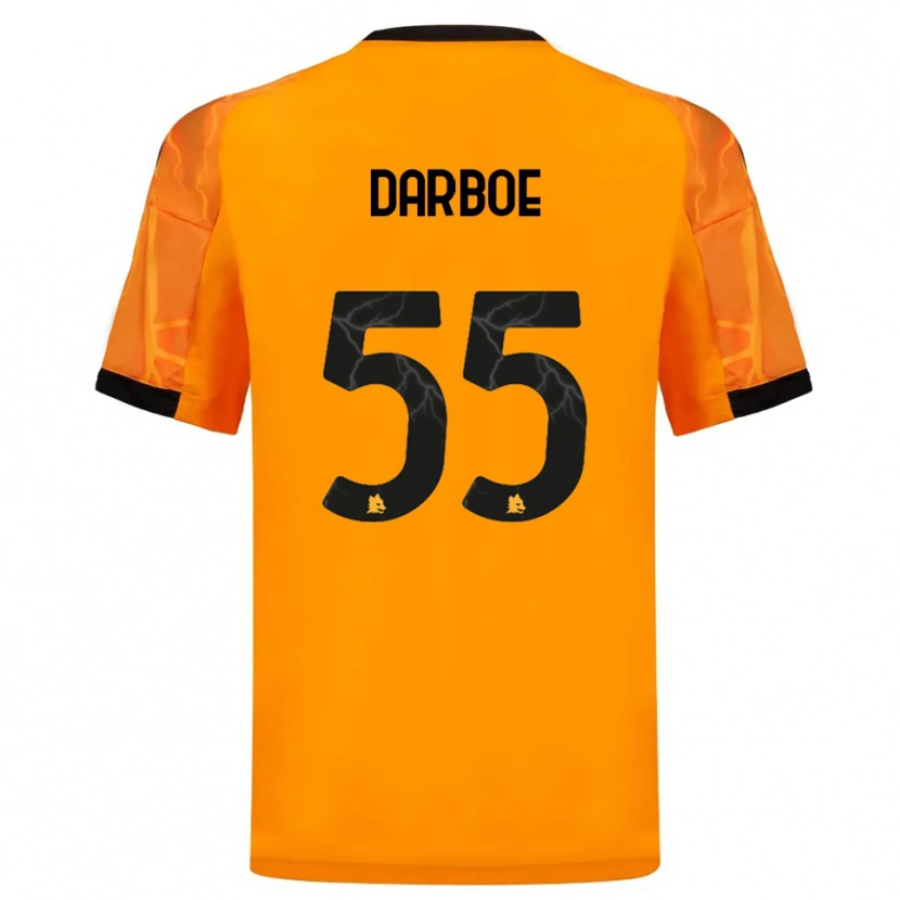 Danxen Børn Ebrima Darboe #55 Orange Sort Udebane Spillertrøjer 2025/26 Trøje T-Shirt