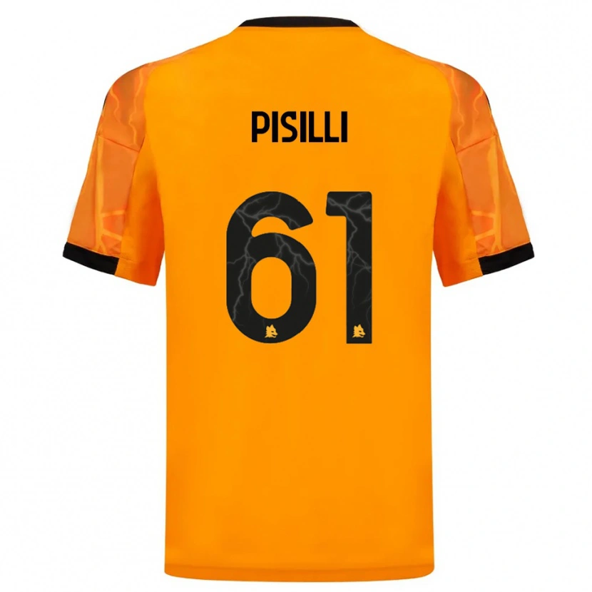 Danxen Børn Niccolò Pisilli #61 Orange Sort Udebane Spillertrøjer 2025/26 Trøje T-Shirt