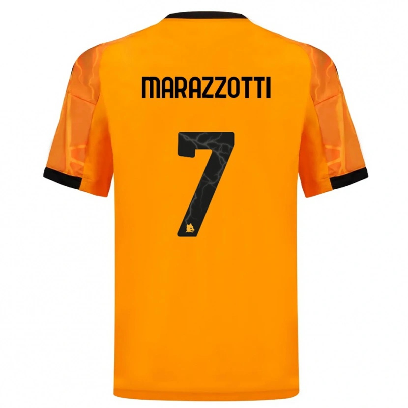 Danxen Børn Fabrizio Marazzotti #7 Orange Sort Udebane Spillertrøjer 2025/26 Trøje T-Shirt