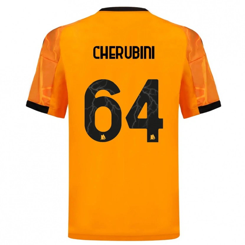 Danxen Børn Luigi Cherubini #64 Orange Sort Udebane Spillertrøjer 2025/26 Trøje T-Shirt