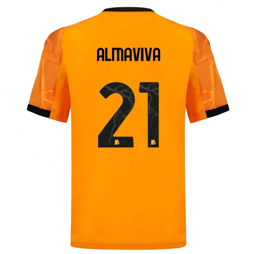 Danxen Børn Mattia Almaviva #21 Orange Sort Udebane Spillertrøjer 2025/26 Trøje T-Shirt
