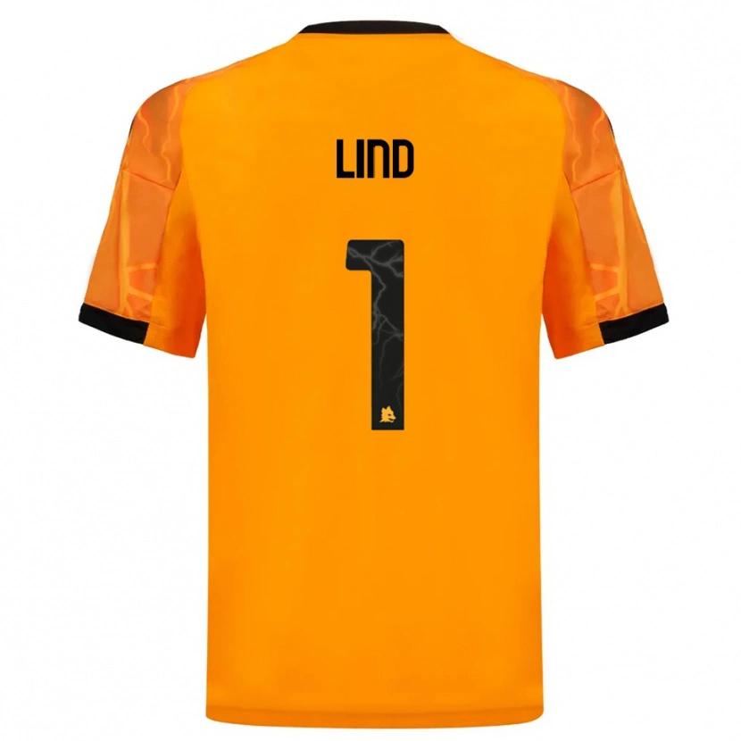 Danxen Børn Emma Lind #1 Orange Sort Udebane Spillertrøjer 2025/26 Trøje T-Shirt