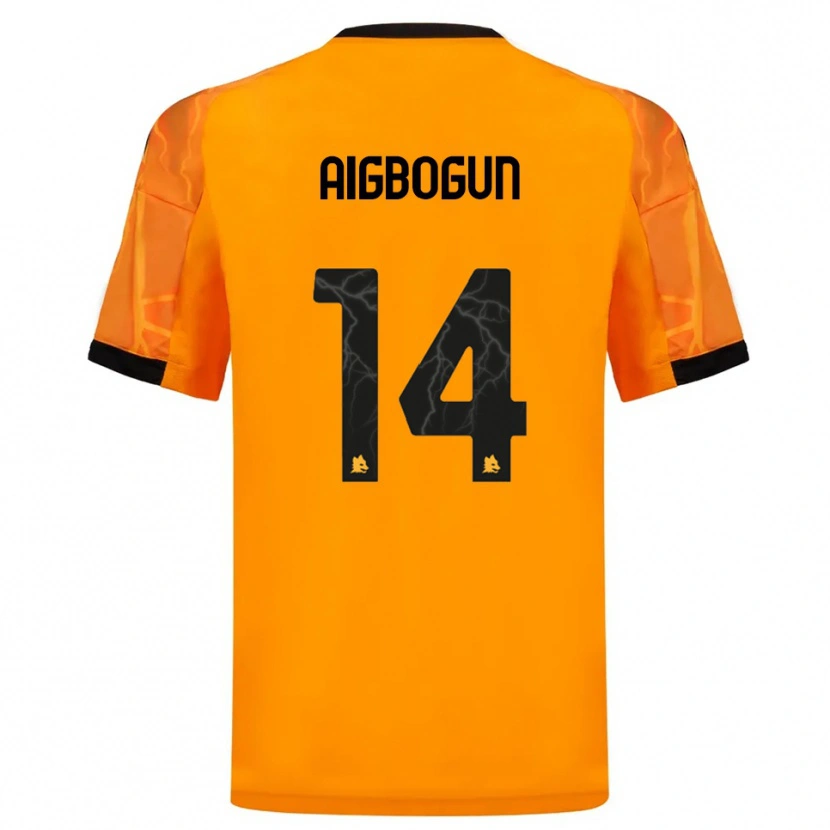 Danxen Børn Eseosa Aigbogun #14 Orange Sort Udebane Spillertrøjer 2025/26 Trøje T-Shirt