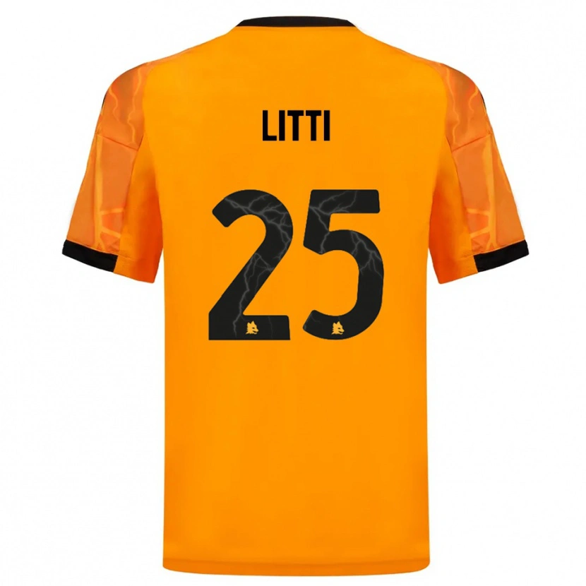Danxen Børn Marco Litti #25 Orange Sort Udebane Spillertrøjer 2025/26 Trøje T-Shirt