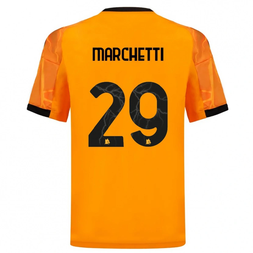 Danxen Børn Tommaso Marchetti #29 Orange Sort Udebane Spillertrøjer 2025/26 Trøje T-Shirt