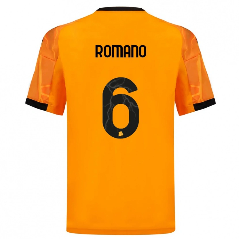 Danxen Børn Alessandro Romano #6 Orange Sort Udebane Spillertrøjer 2025/26 Trøje T-Shirt