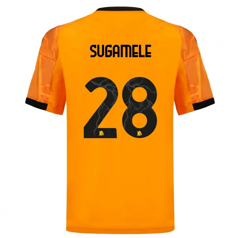 Danxen Børn Alessandro Sugamele #28 Orange Sort Udebane Spillertrøjer 2025/26 Trøje T-Shirt