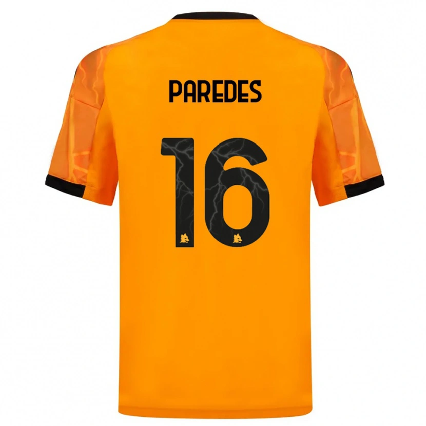 Danxen Børn Leandro Paredes #16 Orange Sort Udebane Spillertrøjer 2025/26 Trøje T-Shirt