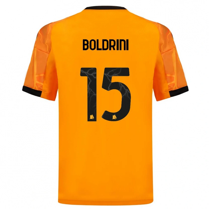 Danxen Børn Mattia Boldrini #15 Orange Sort Udebane Spillertrøjer 2025/26 Trøje T-Shirt