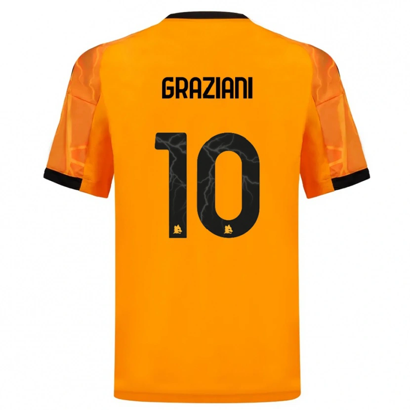 Danxen Børn Leonardo Graziani #10 Orange Sort Udebane Spillertrøjer 2025/26 Trøje T-Shirt
