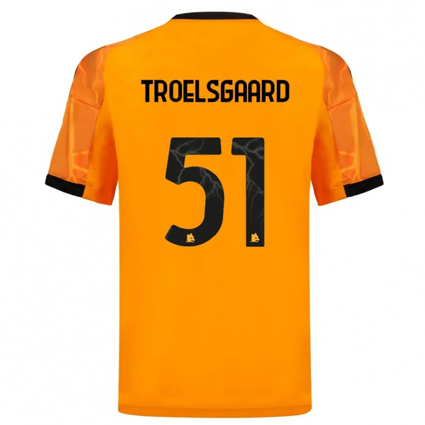 Danxen Børn Sanne Troelsgaard Nielsen #51 Orange Sort Udebane Spillertrøjer 2025/26 Trøje T-Shirt