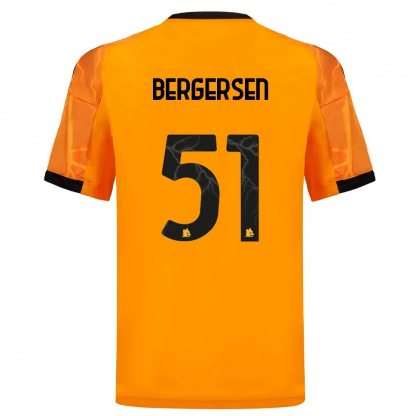 Danxen Børn Mina Bergersen #51 Orange Sort Udebane Spillertrøjer 2025/26 Trøje T-Shirt