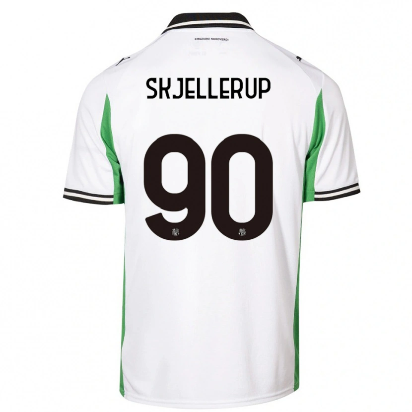 Danxen Børn Laurs Skjellerup #90 Hvid Grøn Sort Udebane Spillertrøjer 2025/26 Trøje T-Shirt