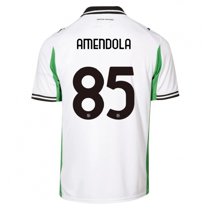 Danxen Børn Catello Amendola #85 Hvid Grøn Sort Udebane Spillertrøjer 2025/26 Trøje T-Shirt