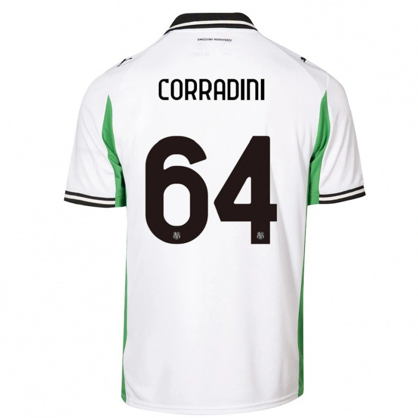 Danxen Børn Francesco Corradini #64 Hvid Grøn Sort Udebane Spillertrøjer 2025/26 Trøje T-Shirt