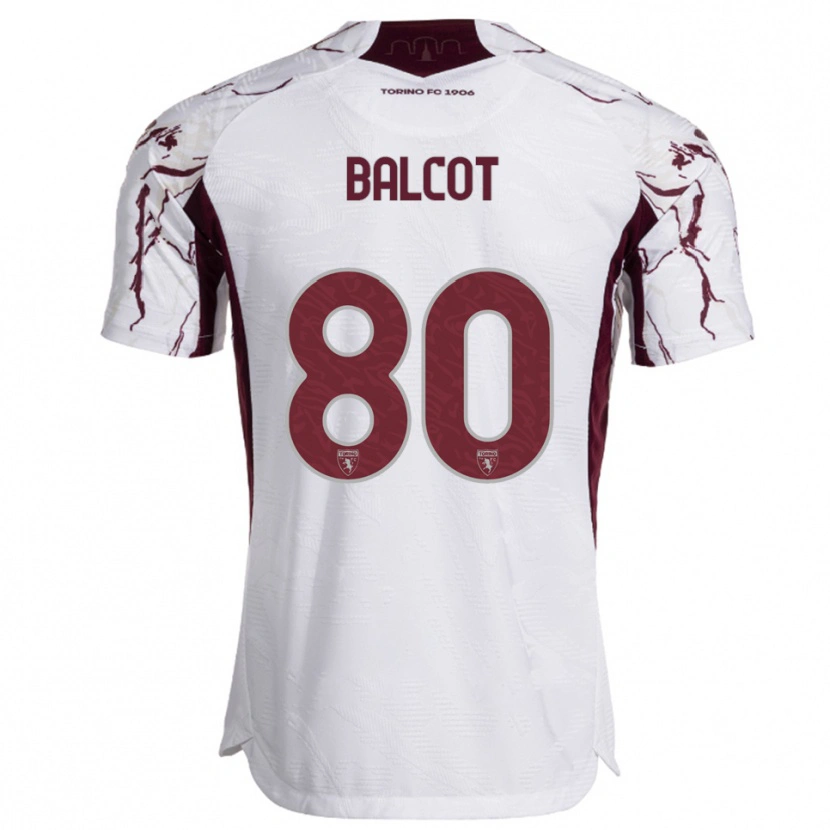 Danxen Børn Côme Bianay Balcot #80 Hvid Burgunder Udebane Spillertrøjer 2025/26 Trøje T-Shirt