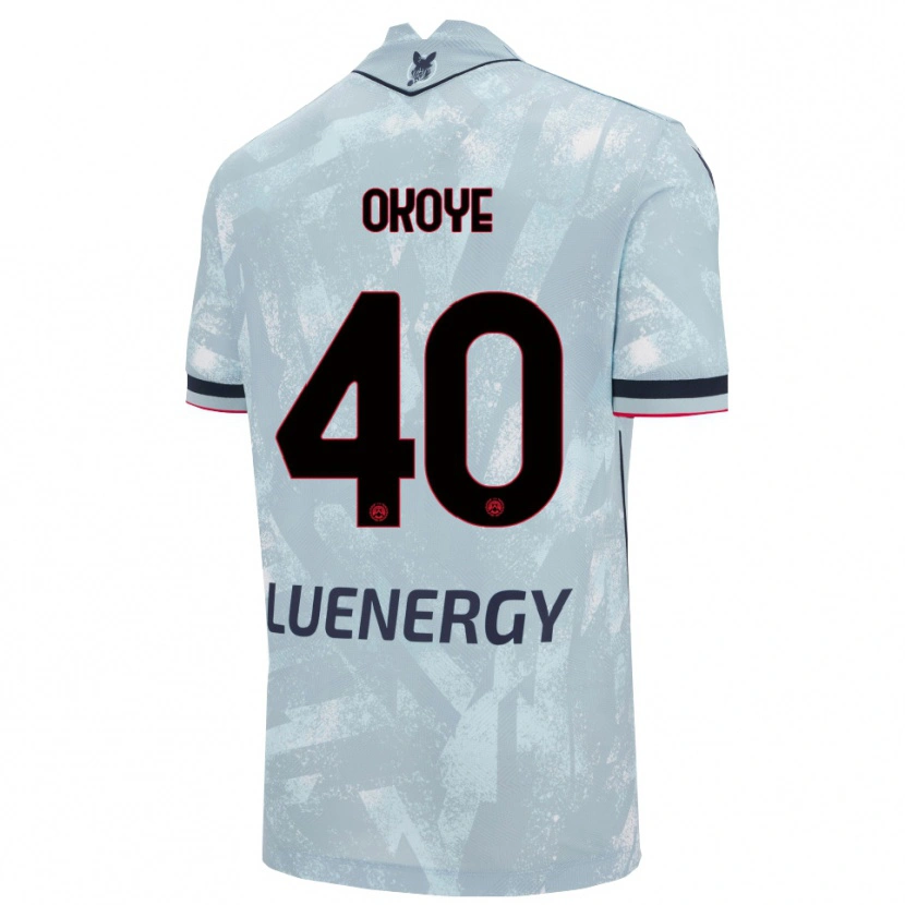 Danxen Børn Maduka Okoye #40 Lyseblå Sort Udebane Spillertrøjer 2025/26 Trøje T-Shirt