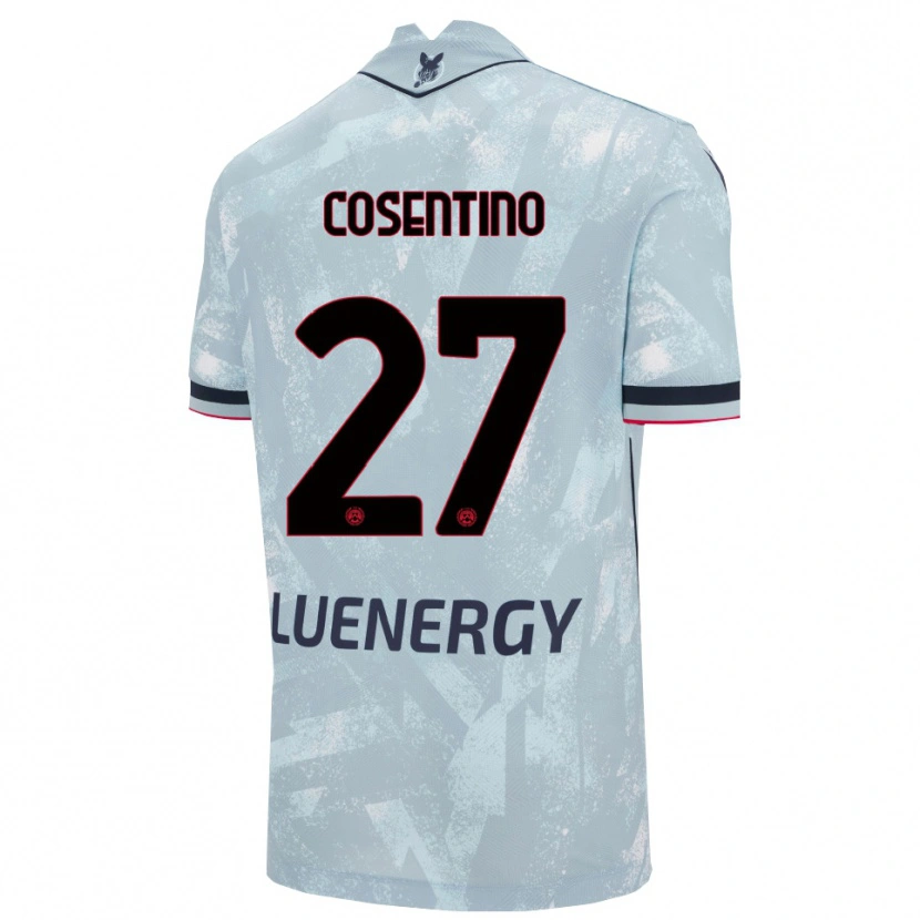 Danxen Børn Sergio Cosentino #27 Lyseblå Sort Udebane Spillertrøjer 2025/26 Trøje T-Shirt