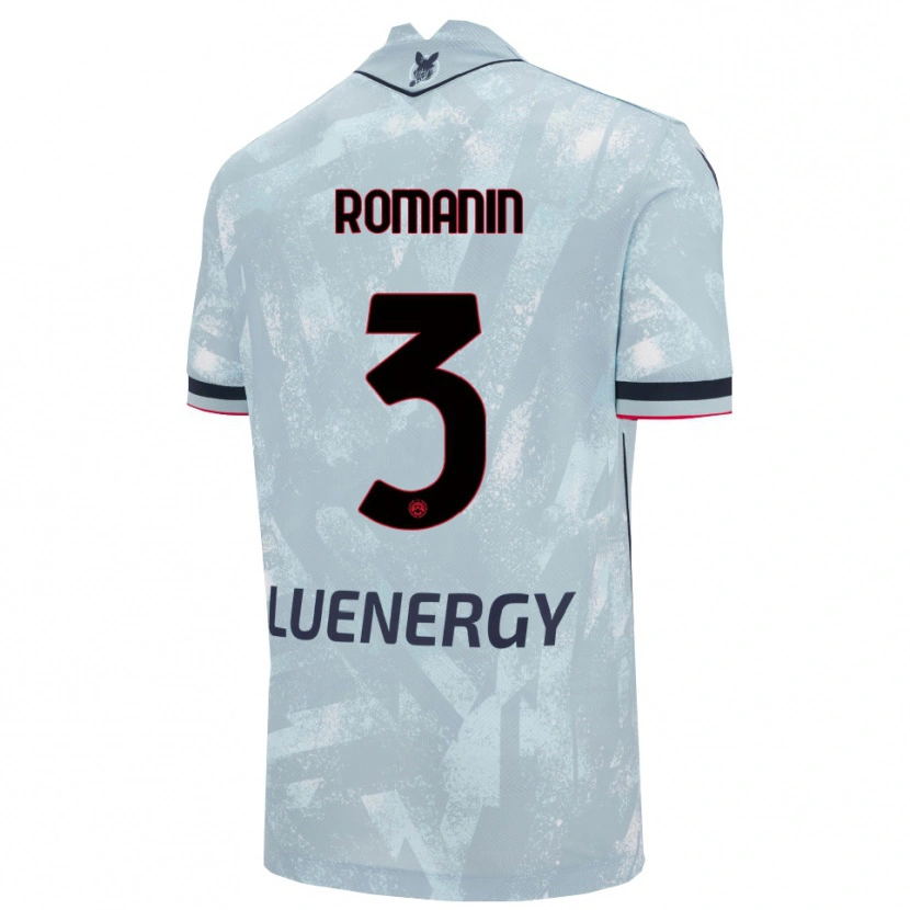 Danxen Børn Mattia Romanin #3 Lyseblå Sort Udebane Spillertrøjer 2025/26 Trøje T-Shirt